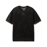 Back view of Heavy Knit Pocket Tee in Black