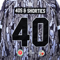 Close-up of back “40” applique and additional branding on Champs Hockey Jersey – Camo