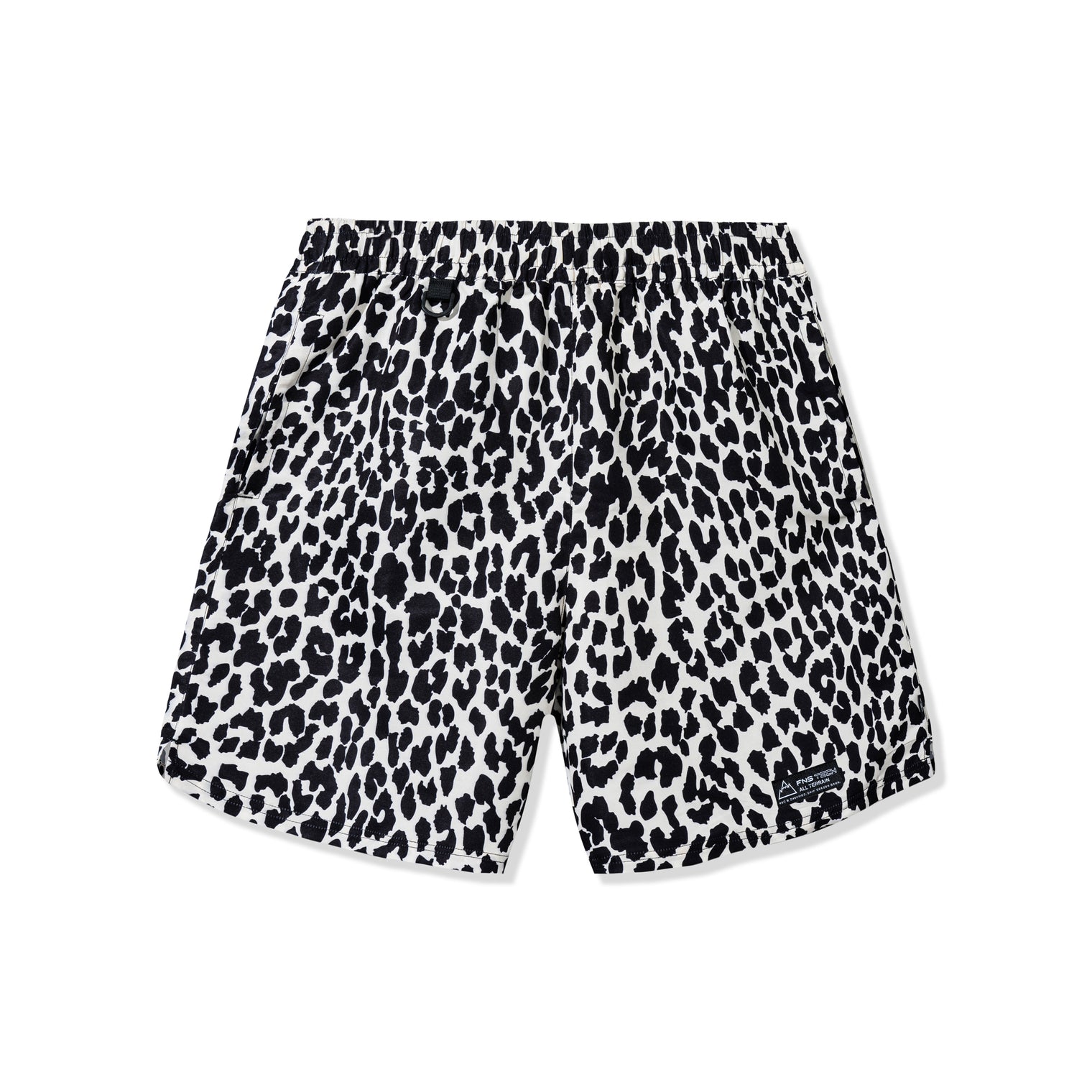 Front view of Desert Leopard Shorts featuring sublimated leopard pattern