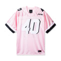 Front view of the Fubar Jersey in Pink by 40s & Shorties featuring large “40” appliqué and embroidered FNS logo on a mesh body.
