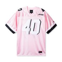 Front view of the Fubar Jersey in Pink by 40s & Shorties featuring large “40” appliqué and embroidered FNS logo on a mesh body.
