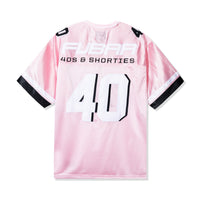 Back view of the Fubar Jersey in Pink showcasing white “FUBAR” text, 40s & Shorties logo, and large “40” appliqué.
