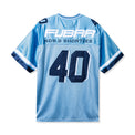 Back view of the Fubar Jersey in Blue showcasing white “FUBAR” text, 40s & Shorties logo, and large “40” appliqué.
