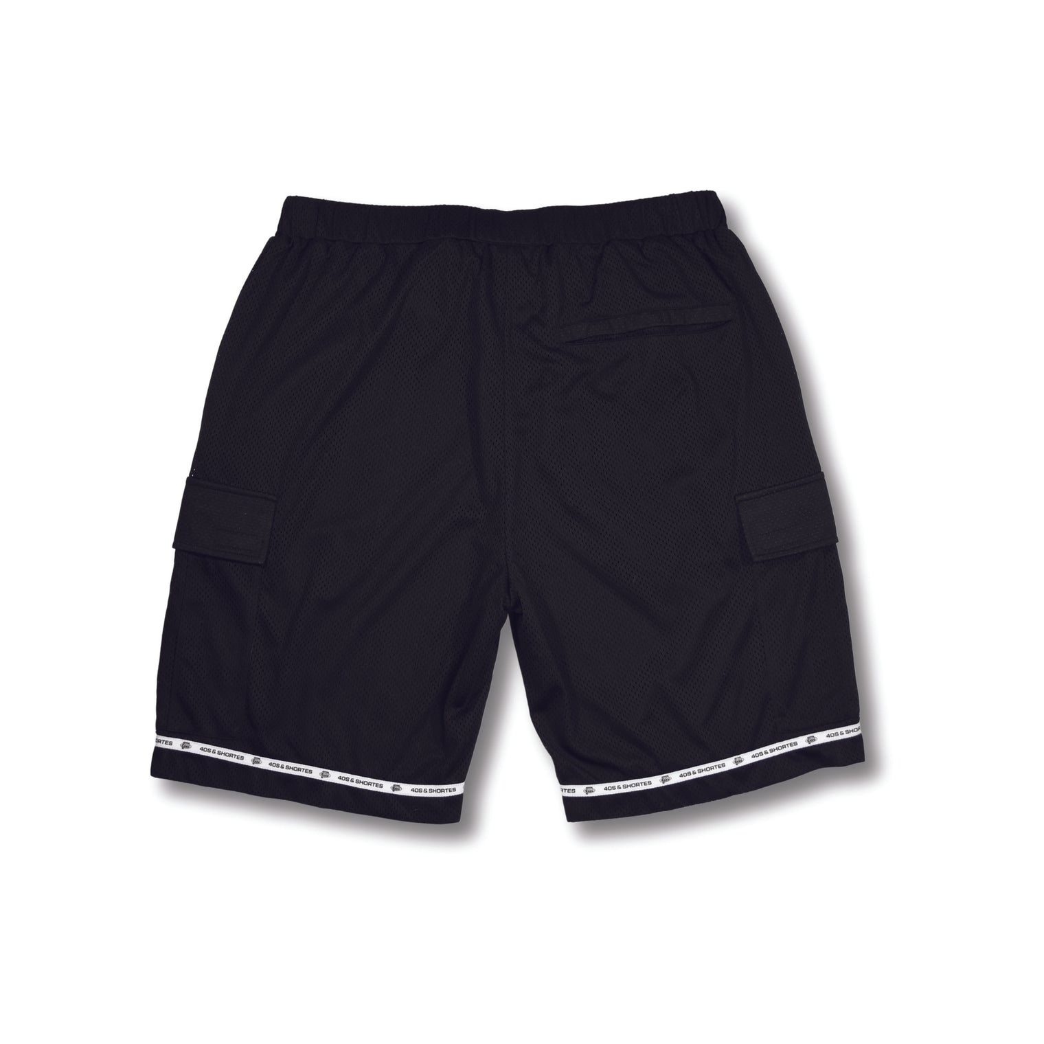 Back view of 6th Street Cargo Shorts in black with back pocket and cargo flaps.
