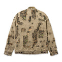 Back view of Boro Jacket with heavy boro-style stitching and distressed camo under-layer
