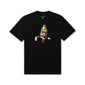 Front view of Clay Figure Tee in Black with cartoon bottle mascot graphic print