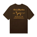 40s & Shorties Fine Garments Tee in Prairie Dust with bold vintage-inspired dog graphic and gothic text print on the back.
