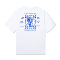 Back view of the 40s & Shorties Fallen Angels Tee in white with large graphic and “Born Sinners,” “Since Way Back,” and “Fallen Angels” text.