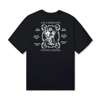 Back view of the 40s & Shorties Fallen Angels Tee in black with large white graphic and “Born Sinners,” “Since Way Back,” and “Fallen Angels” text.