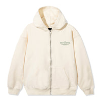 French General Zip Hoodie in cream with French text printed on left chest, full-zip closure, and kangaroo pockets – 40s & Shorties.
