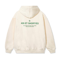 Back view of black French General Zip Hoodie featuring bold French text across the shoulders – 40s & Shorties.
