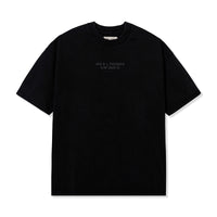 Front product shot of Leon General Logo Tee in black with minimalist puff print
