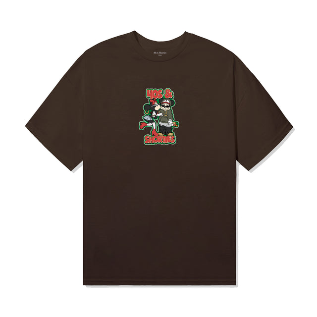 Get It Tee in Dark Chocolate – front view with printed cartoon artwork