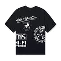 Layout Tee Black front view with bold white graphics – 40s & Shorties
