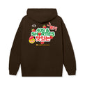 Back view of Gummy Hoodie showing large strawberry-themed graphic
