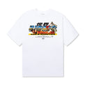 Full view of the 40s & Shorties Robot Invasion Tee in white with large cinematic-style graphic print and 40s