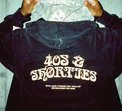 Back view of Triple Zip Hoodie featuring cracked 40s & Shorties graphic
