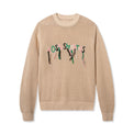 Scribble Logo Sweater in Cream shown flat with colorful hand-stitched 40s & Shorties logo on chest