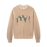 Scribble Logo Sweater in Cream shown flat with colorful hand-stitched 40s & Shorties logo on chest