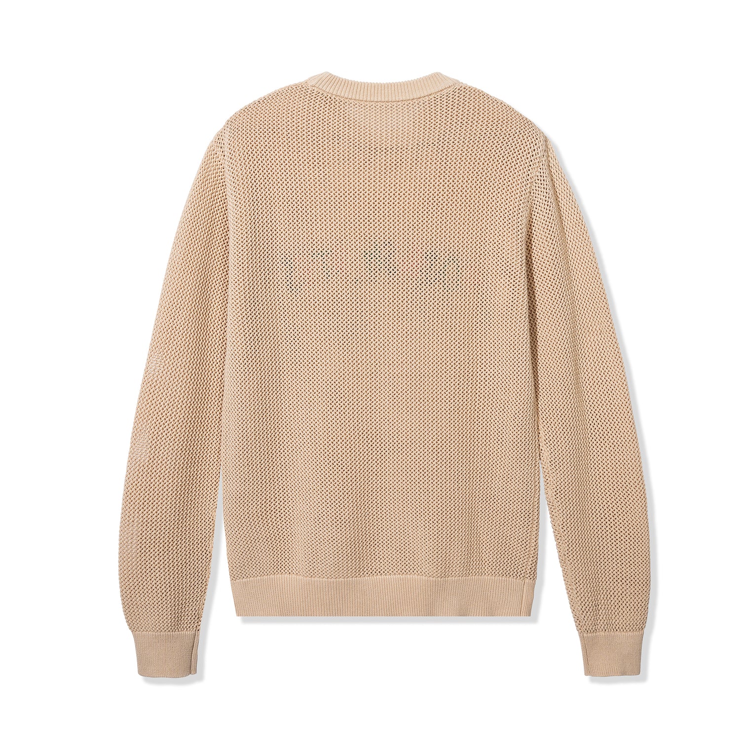 Back view of the Scribble Logo Sweater in Cream laid flat showing textured knit design