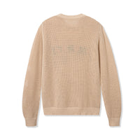 Back view of the Scribble Logo Sweater in Cream laid flat showing textured knit design