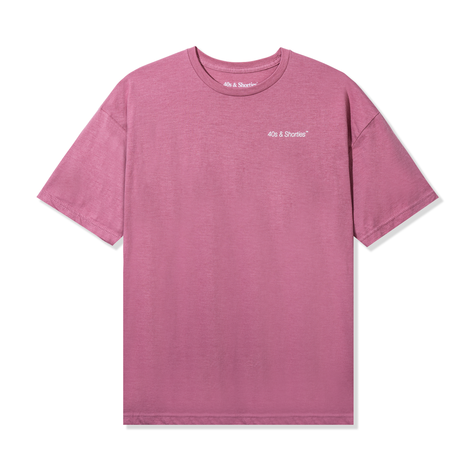 Front view of Slim Text Logo Tee in Dusty Rose with printed "40s & Shorties™" logo on chest
