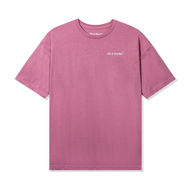 Front view of Slim Text Logo Tee in Dusty Rose with printed "40s & Shorties™" logo on chest
