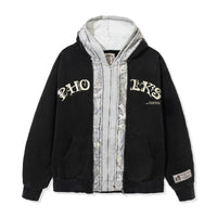 Front product shot of Triple Zip Hoodie with layered hood design
