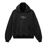 Wavy General Logo Hoodie Black – Front view with logo embroidery on chest
