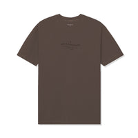 Front view of Wavy General Logo Tee in Brown featuring printed chest graphic
